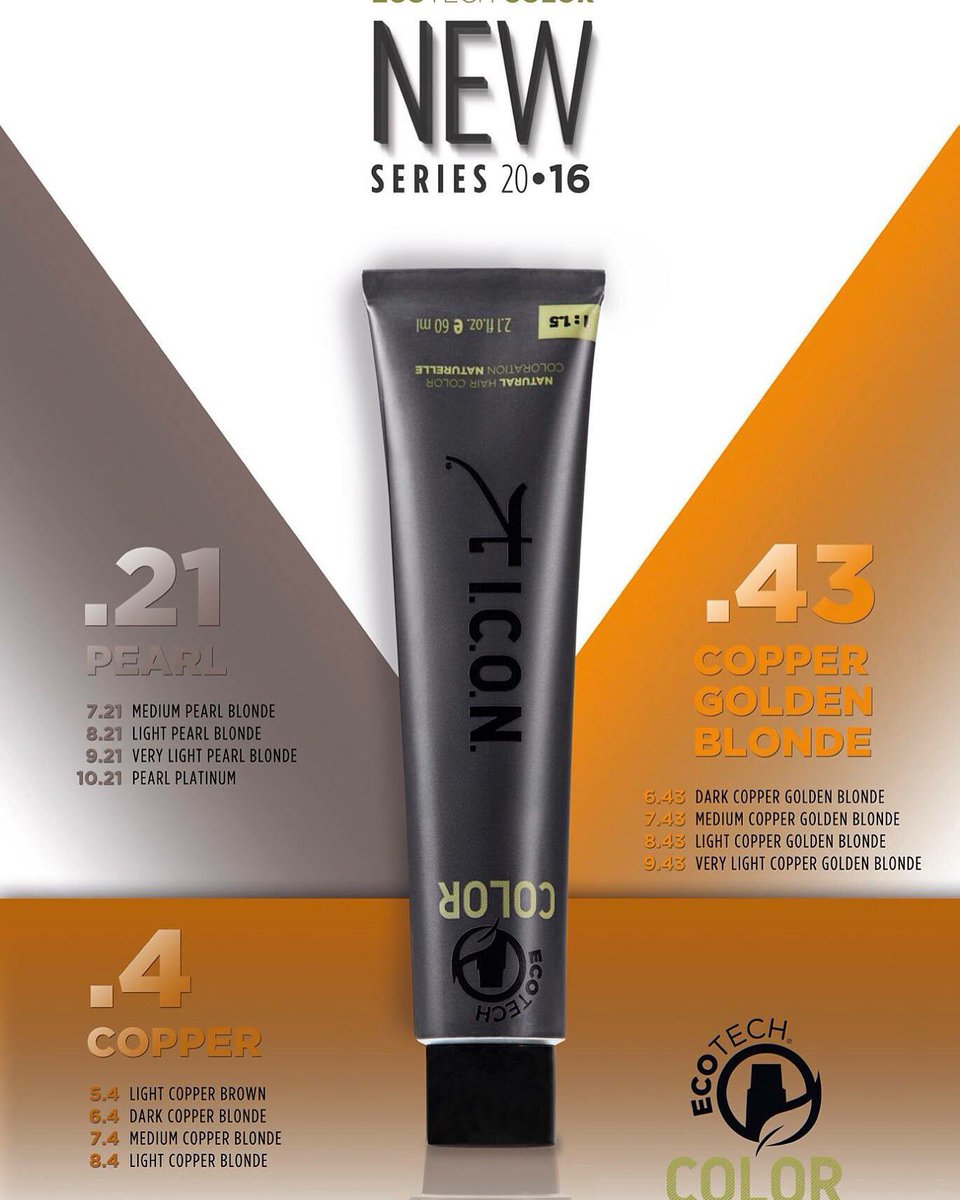 iconproductsuk's tweet photo. Say hello to our THREE new #EcoTech colours #pearl #copper #coppergoldenblonde #haircare #professionalcolour https://t.co/PL0m09yDva