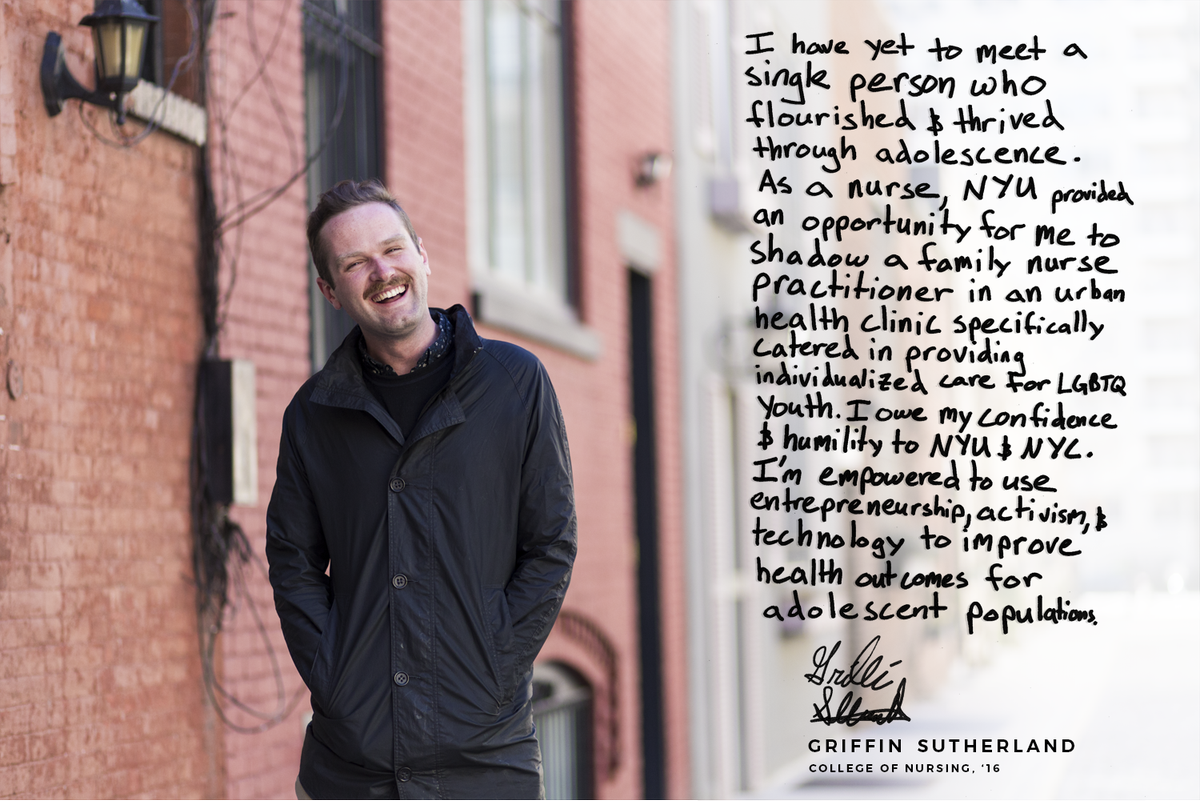 nyuniversity's tweet image. Why I'm Here: To learn how to provide better care for LGBTQ youth. —@NYUNursing's Griffin Sutherland