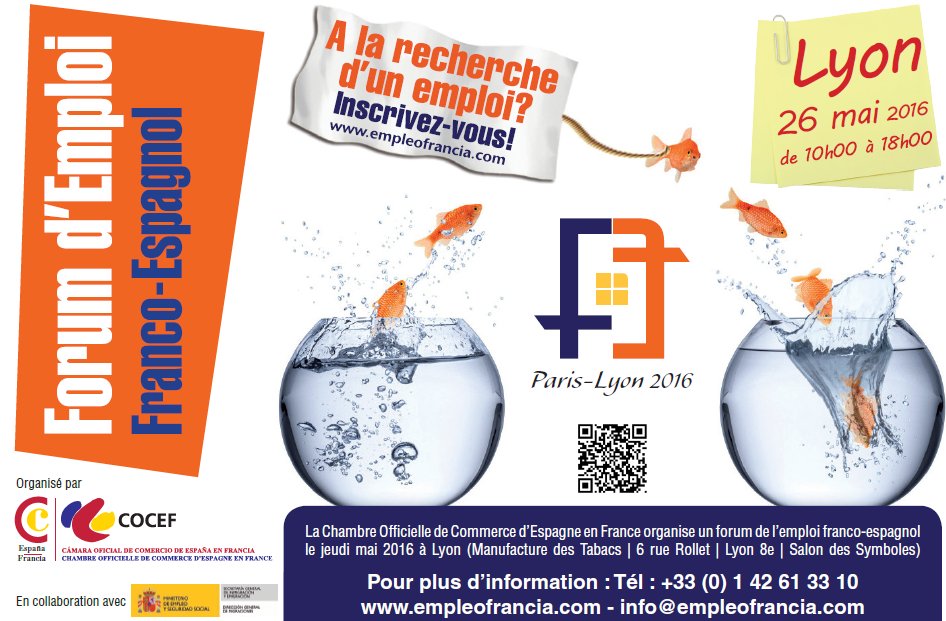 COCEFParis's tweet photo. #Quelques semaines:#Forum #Emploi #FrancoEsp #Lyon !
Inscrip° https://t.co/znC4CFOI38 @CervantesLyon @EspanaenLyon https://t.co/cCrInxEdXk