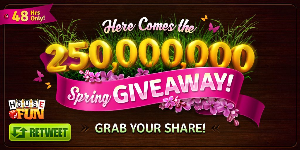 houseoffungames's tweet photo. Spring has Sprung! Play the 🌴 250 Million Challenge 🌴  for huge wins!

Retweet for 5k Coins! https://t.co/YdxIPus5An https://t.co/DdWlRWpyWk