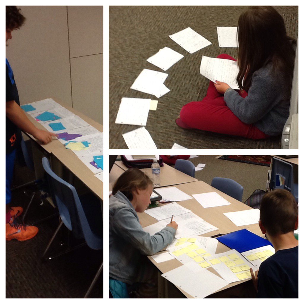 Students prepare to redraft their All About the Colonies reports.