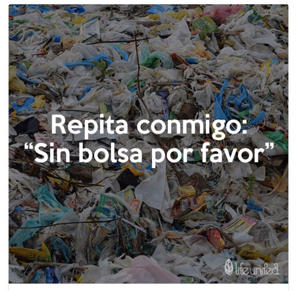 Ecogranjero's tweet image. Repita conmigo: &quot;Sin bolsa por favor&quot;. Cuidemos nuestro #MedioAmbiente será el futuro de nuestros hijos!