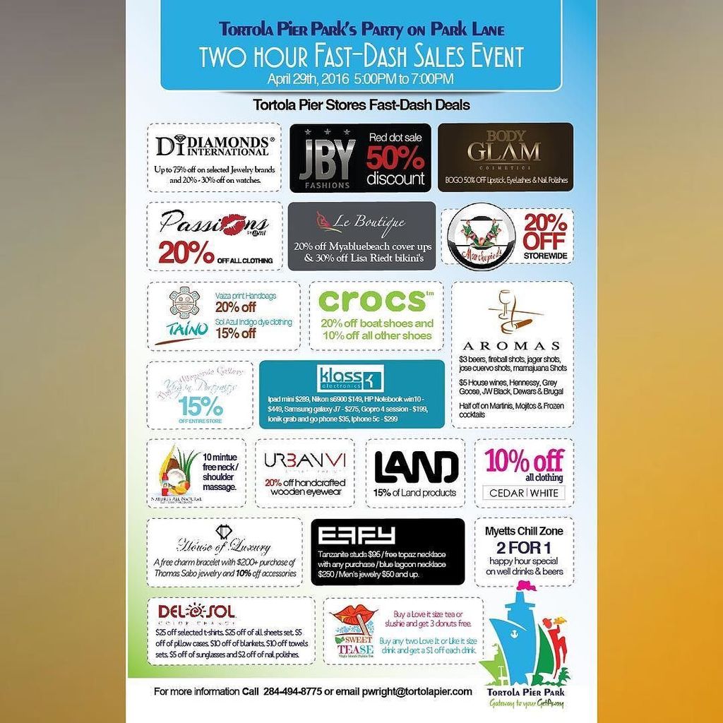 LIMINCIRCLE's tweet photo. Today @TortolaPierPark #RoadTown #Tortola #BVI | TWO HOUR FAST-DASH SALES EVENT | 🎬5pm - 7pm | @diamondsinternation… https://t.co/PqpJZragYW