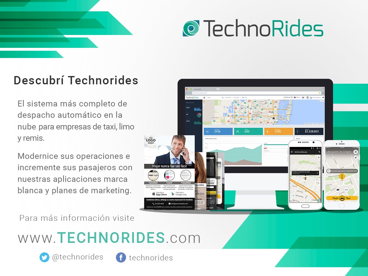 TechnoRides's tweet image. Technorides
El sistema más completo de despacho en la nube para empresas de taxi y remis. 
ow.ly/4nfulW