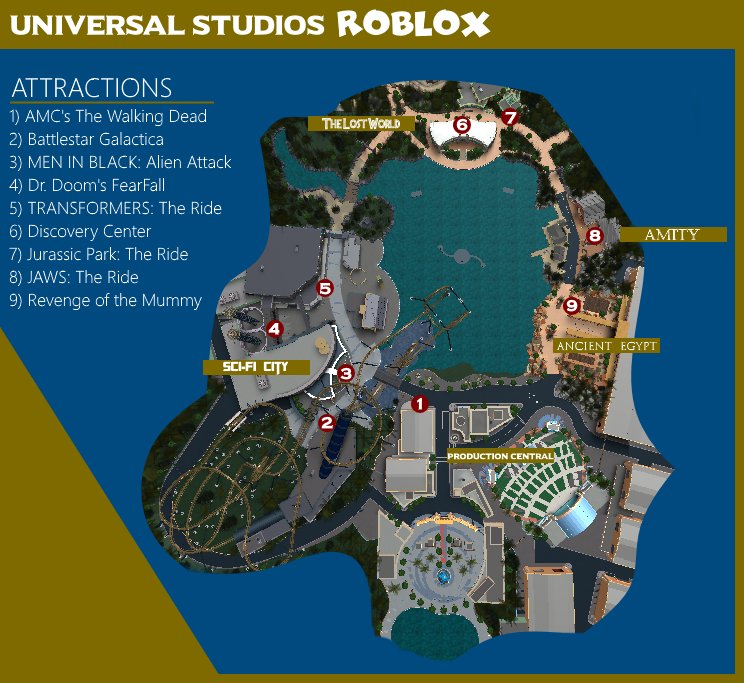 AndrewOfPeace on X: Explore our entire Universal Studios Roblox resort  with these new awesome guide maps! *Wizarding World opens July 6th!  #UniversalRBLX  / X