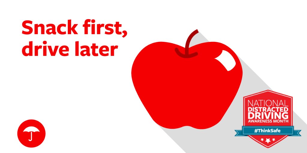 Travelers's tweet image. Eating while driving makes you almost 2x more likely to have an accident. travl.rs/1T7uqbE #ThinkSafe