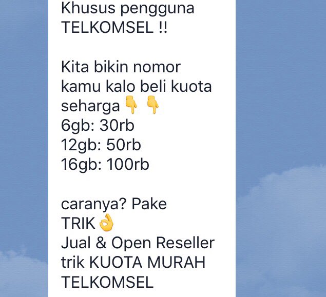 fauxwift's tweet photo. Trik Kuota Murah TSel 6gb: 30rb

Beli triknya cuma 15rb via Tsel/BNI😉 bisa buat hemat berkali kali &amp; peluang bisnis https://t.co/NZ5i9fKW8R
