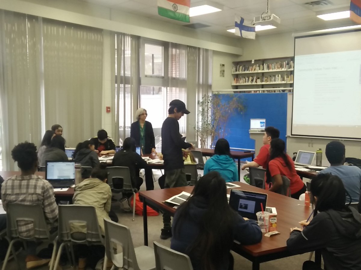_roydonald's tweet photo. The final assignment - @AgincourtCI students discussing Food Production/Agriculture and Climate Change #CCWIL https://t.co/XlABb32VwM