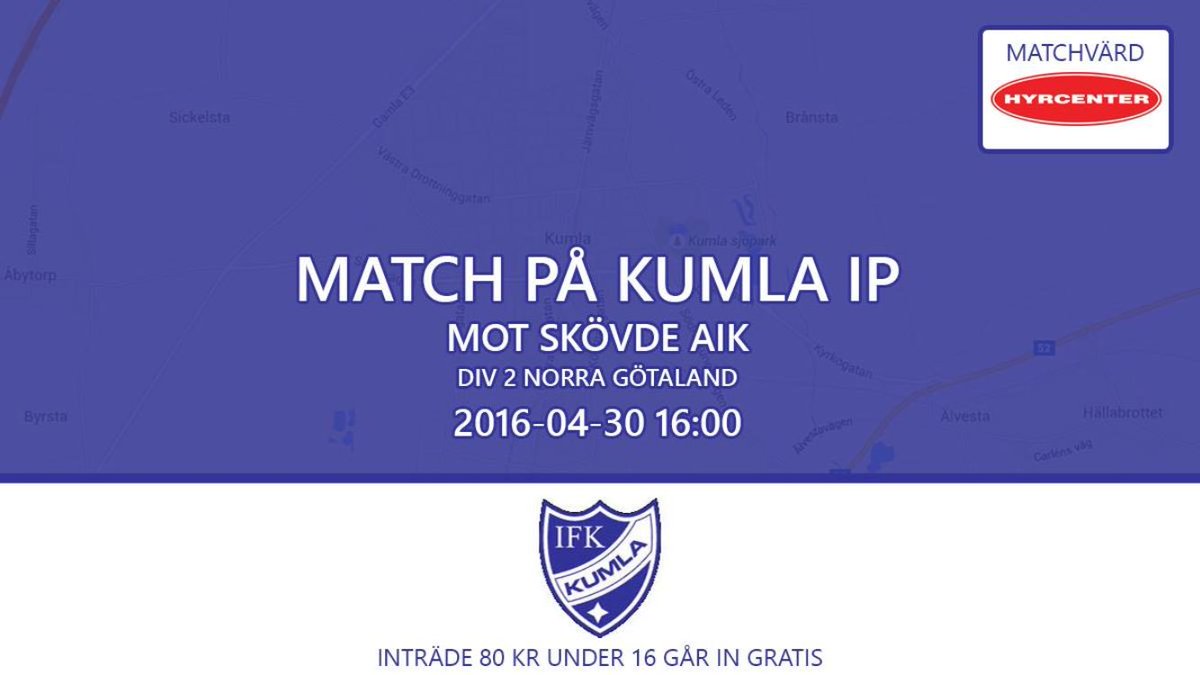 Valborg firas så klart bäst på Kumla IP! Välkomna i morgon när @AIKSkvde kommer på besök! #kumlafamiljen #kumla
