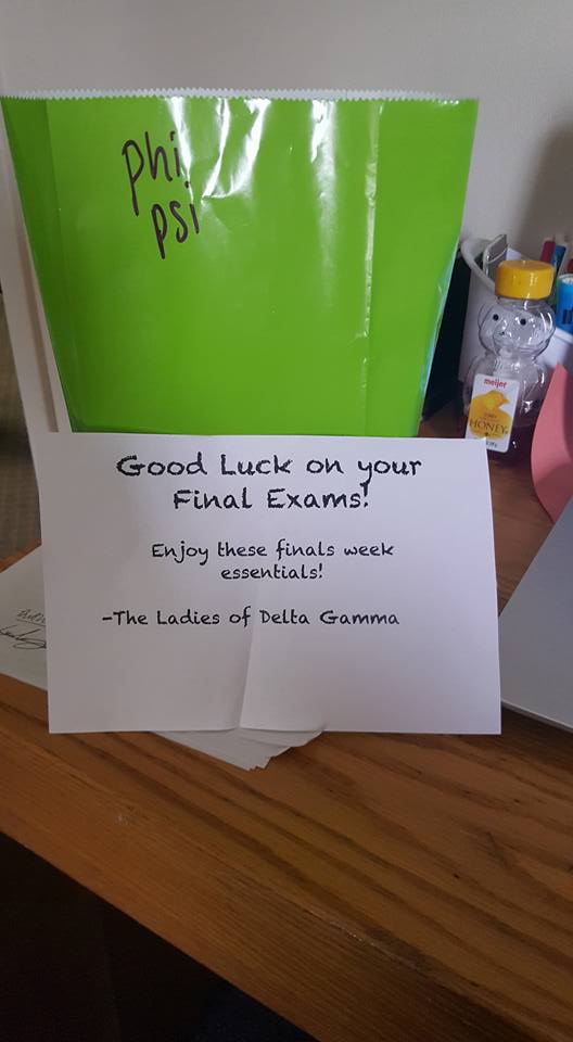 .@DGmsu thanks for the care package, ladies! Best of luck on your finals as well!