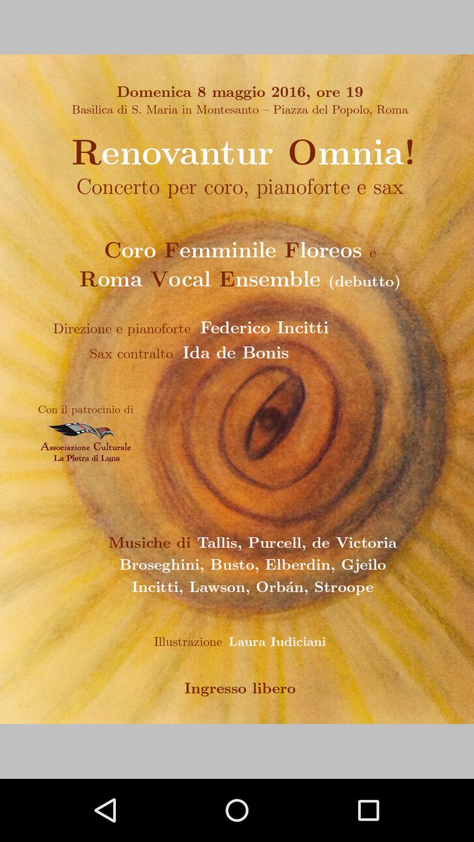 GrazNotarangelo's tweet photo. Concerto che rigenera il cuore...8 maggio 2016 ore 19 chiesa degli artisti con il #floreos https://t.co/BxwWKn1wvo
