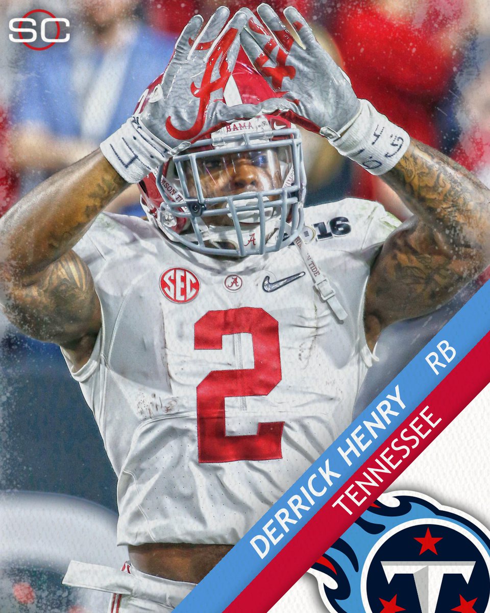 SportsCenter's tweet photo. The Heisman Trophy winner is off the board! The Tennessee Titans draft Derrick Henry. https://t.co/SUVkSURHI4