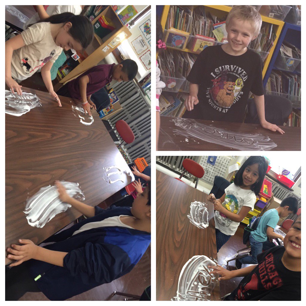 Miss_Gillespie2's tweet photo. Ending our week practicing sight words with whipped cream!! #hiawathapride #tlap #craziness #stillfun https://t.co/f3Yj0IfION
