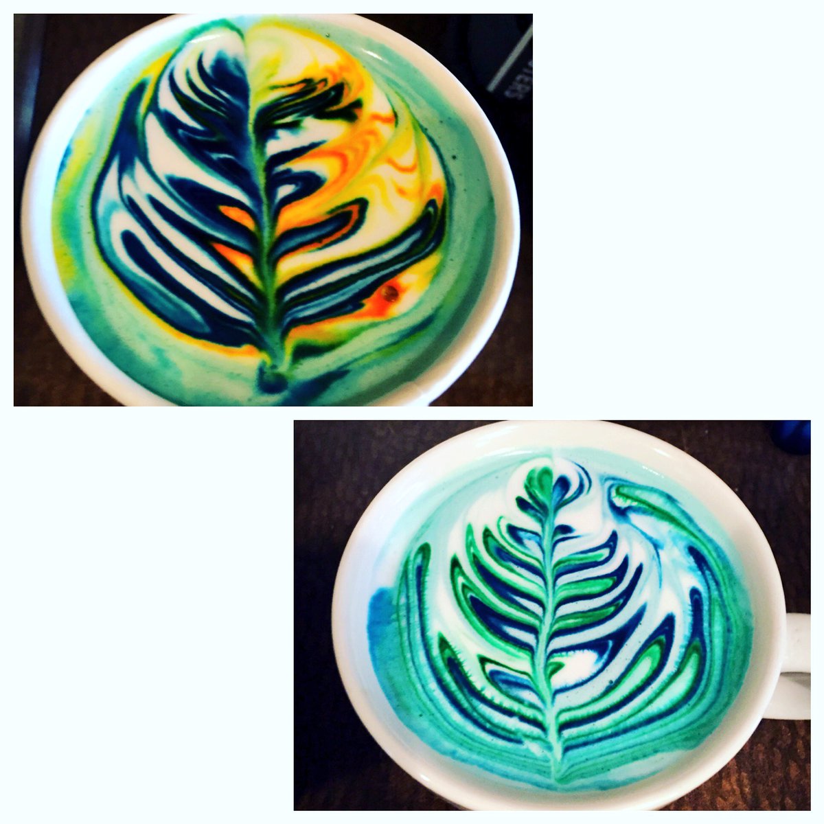 AnnaGutierrez80's tweet photo. Alright, I gave in to the #RainbowLatte hype and decided to play around with it today. 😁👍 #GoHawks @seahawks https://t.co/CIbbceBtSc