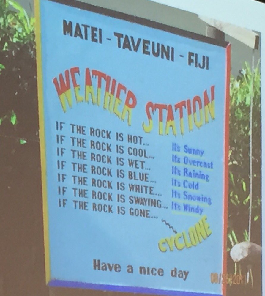 fig_young's tweet photo. #fun#fact#fiji: how they predict a Cyclone... ;-) #3YSC #FIG2016 https://t.co/x49SA96Hk8