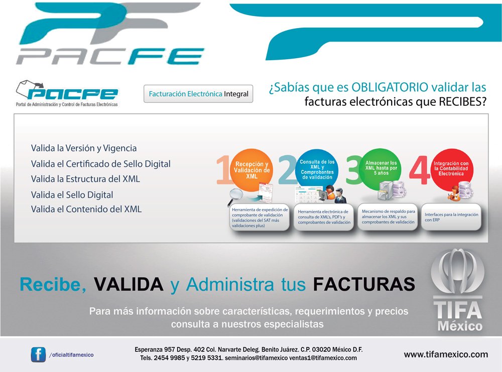 TIFA_MX's tweet photo. ¿Sabías que es obligatorio validar las facturas electrónicas que recibes? #TIFAMx https://t.co/AxAvxpGOPD