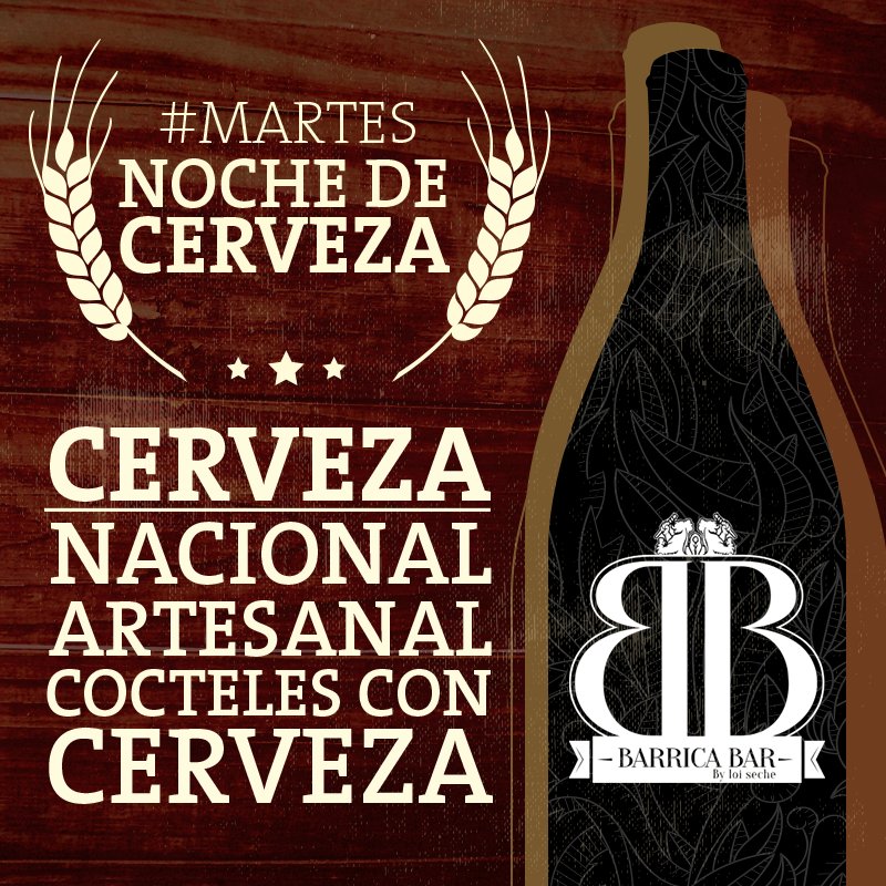 Los #Martes en #Barrica son #MartesDeCerveza nacional, artesanal y hasta en los cocteles! #Drink