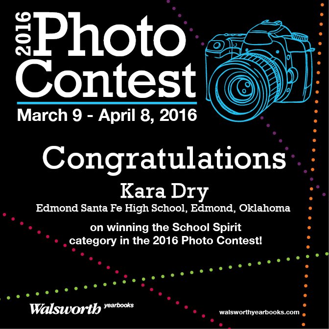 yearbookforever's tweet photo. Congrats to Kara Dry for winning the School Spirit category of the 2016 Photo Contest! #walsworth https://t.co/DD0nHq6EF0