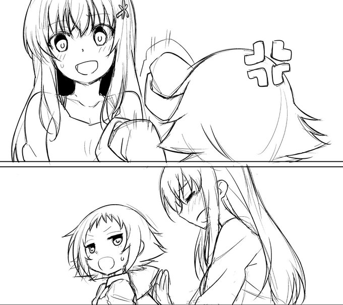 サンプル。
これくらいラフいです、あと上のコマの真白の服が制服になっちゃってますけど本当は私服でした。
直す暇ないからそのままいきますが。 