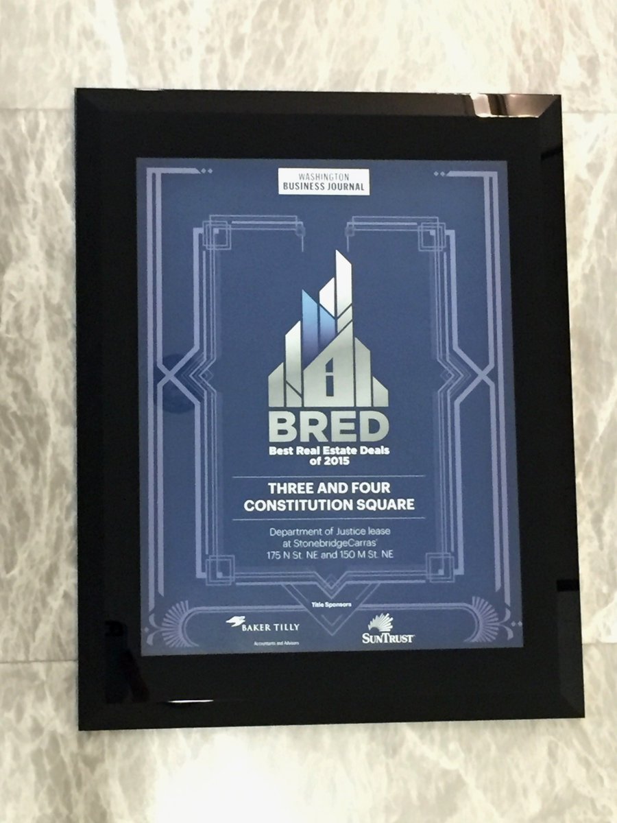 Grateful to be honored at #WBJBRED of 2015 for CS OB3&amp;4’s lease.<a href="/USGSA/">GSA</a> @CushWakeDC <a href="/MandT_Bank/">M&T Bank</a> <a href="/HOKNetwork/">HOK (Designing the built environment)</a>