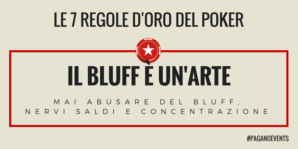 PaganoEvents's tweet photo. Le #SetteRegole del #poker.
Regola numero 3: non bluffare solo per il piacere di farlo! https://t.co/yYO3e3VMmy