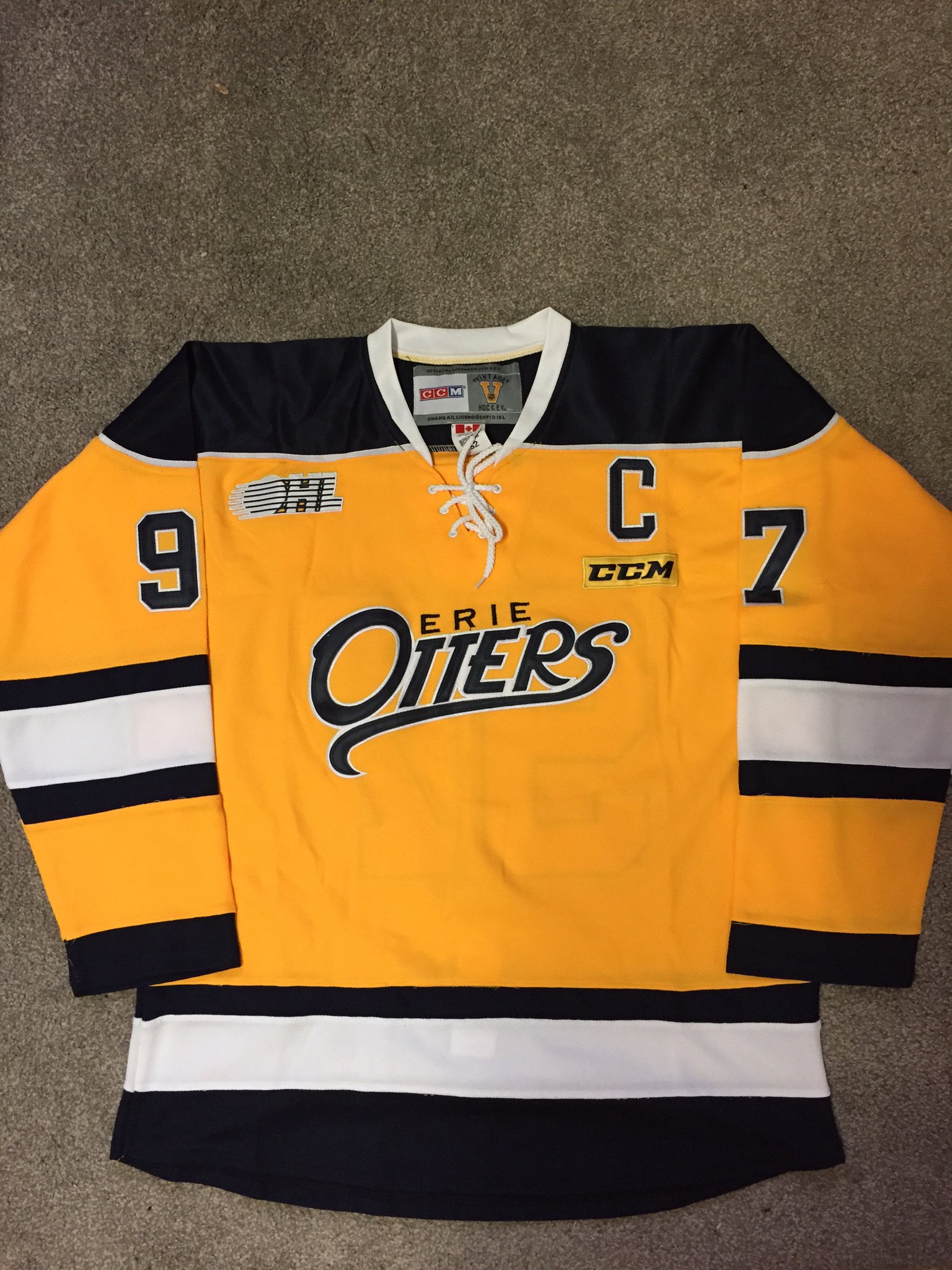 CONNOR MCDAVID 97 ERIE OTTERS ALTERNATE AUTHENTIC REEBOK HOCKEY