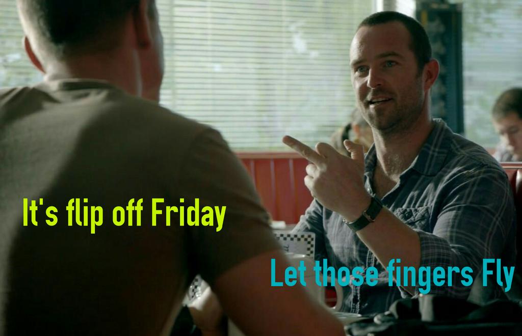 SB_Fan_Hub's tweet photo. Startin' a new fun thing called #FlipOffFriday 😂 have fun lol #DamienScott #MichaelStonebridge #StrikeBack https://t.co/1pDhEWDHgV