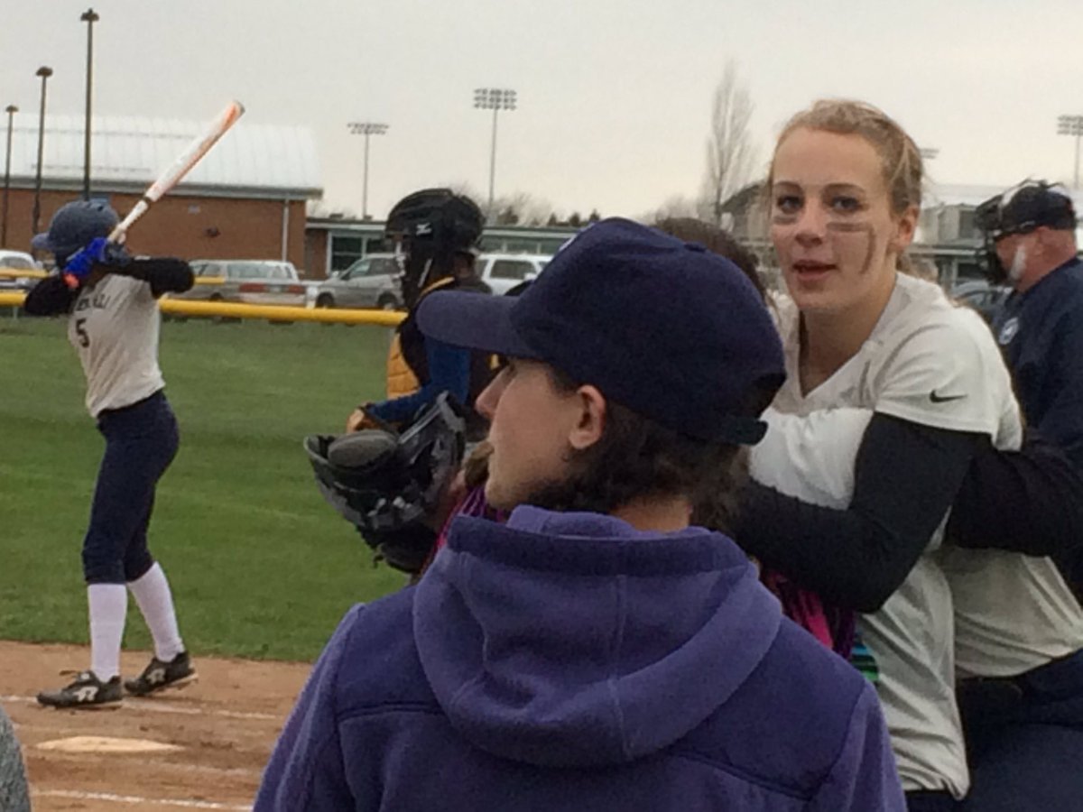 GCSDSpartans's tweet photo. JV SB with a big lead!  Kennedy Meisenzahl celebrates after a long HR! https://t.co/jITF7p8naF
