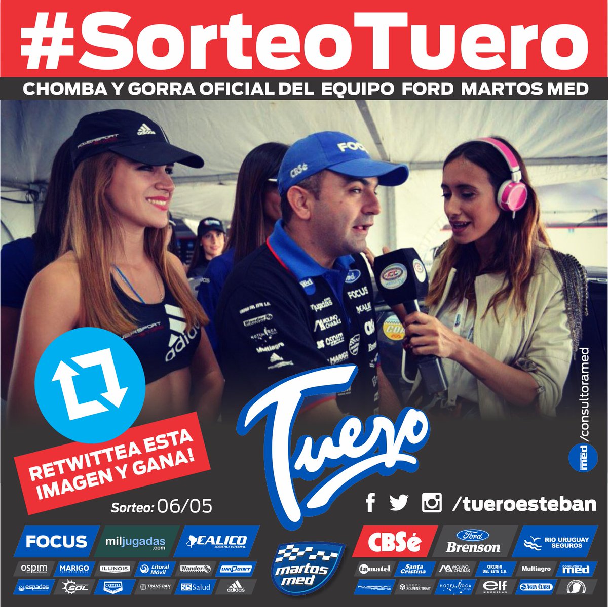 #SORTEOTUERO 500 seguidores!!!
Dale un RT y ganá mi chomba y gorra Oficial del @MartosMed
<a href="/consultoramed/">Consultora Med</a> <a href="/prensatn/">TN</a>