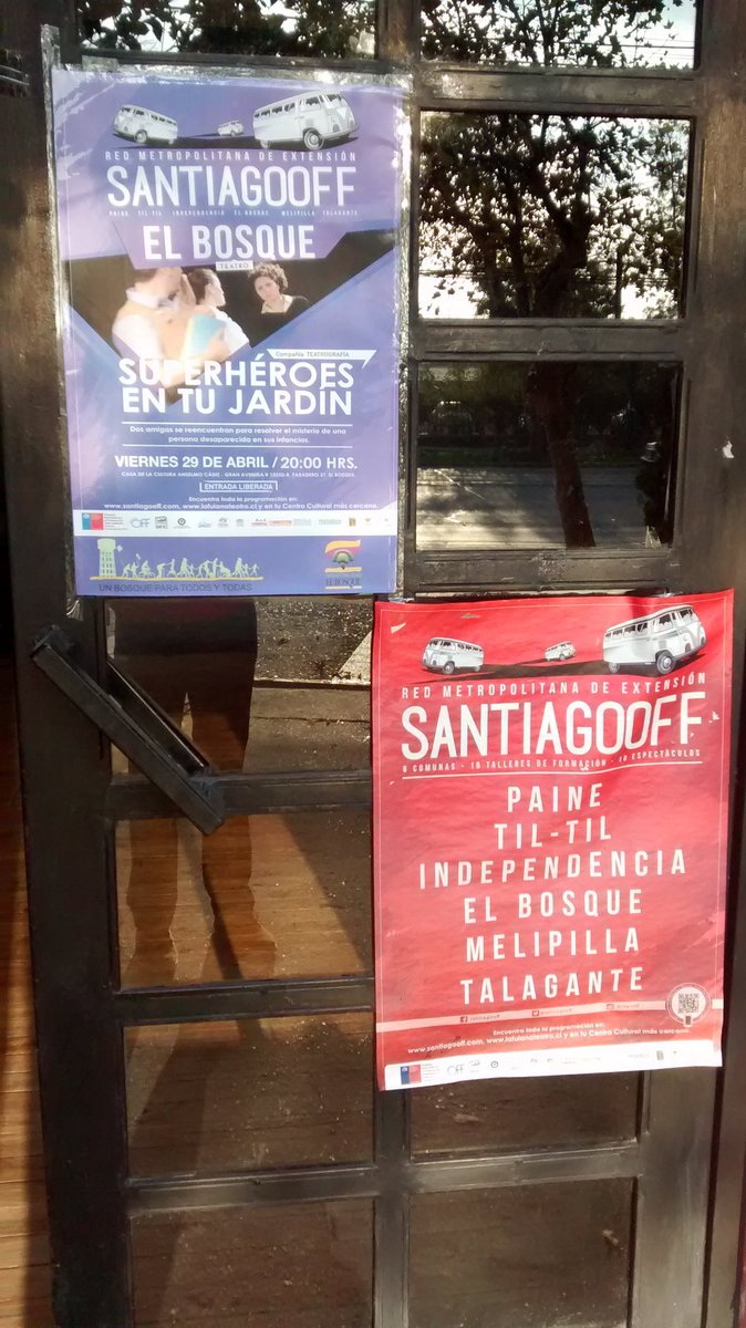 santiagooff's tweet photo. #RedStgoOff Hoy la obra #SuperhéroesEnTuJardín de @teatrografiacl a las 20 H en Casa de la Cultura de @munielbosque https://t.co/AnNkyLAG3j