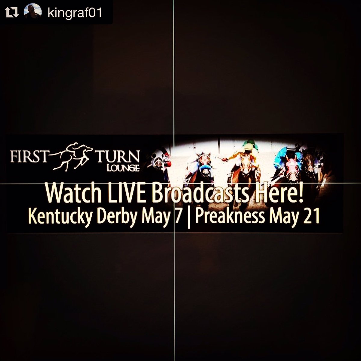 abqdowns's tweet photo. That's right, watch LIVE Broadcasts here in the #FirstTurnLounge #KentuckyDerby #Preakness #Repost @KingRaf01 https://t.co/GD86DMoRIM