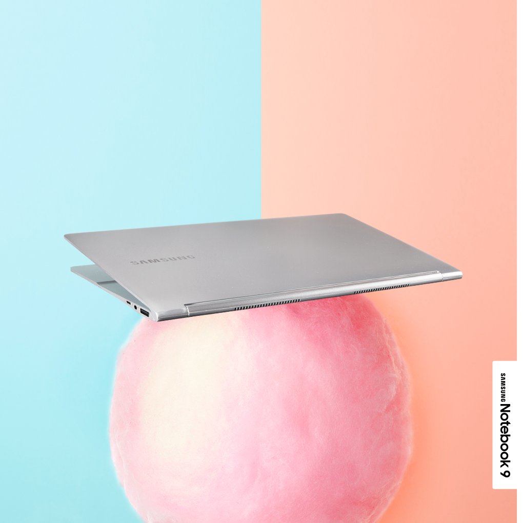 SamsungNotebook's tweet photo. Sweet and light. So’s the cotton candy. #SamsungNotebook9 #metal https://t.co/AooVyvgfRu