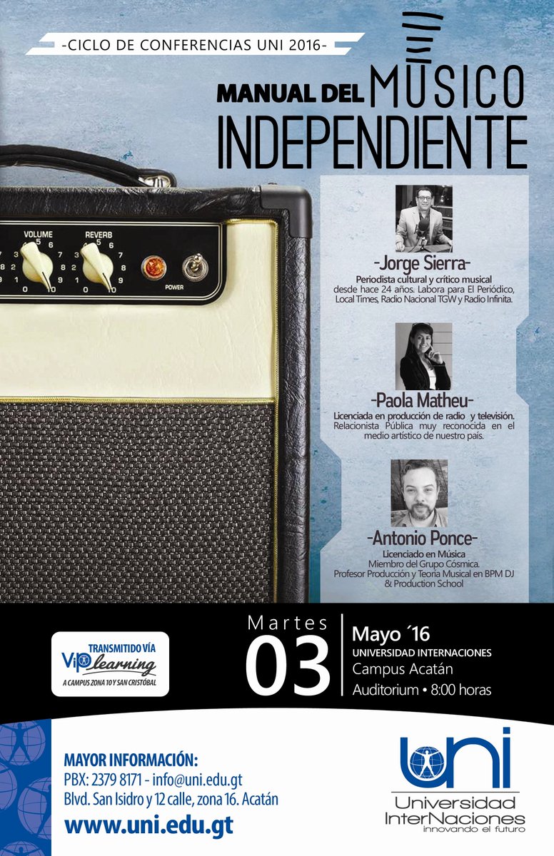 "<a href="/mp5noticias/">Mp5 Comunicación</a>: El próximo 3 de mayo #CicloDeConferencias UNI #ManualDelMúsicoIndependiente " #MusicEducation