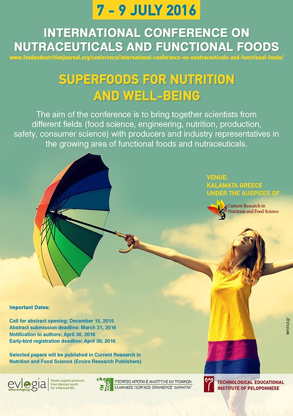IICTA's tweet photo. @crnfsjournal International conference on nutraceuticals and functional foods" del 7 al 9 de Julio, Kalamata,Grecia. https://t.co/k0px341MJh