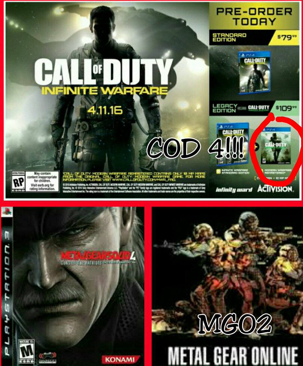 palinchi24's tweet photo. @MetalGearOnline @Konami Learn from Activision, they listen to their followers, we also want our remastering https://t.co/wzHit5EBbc