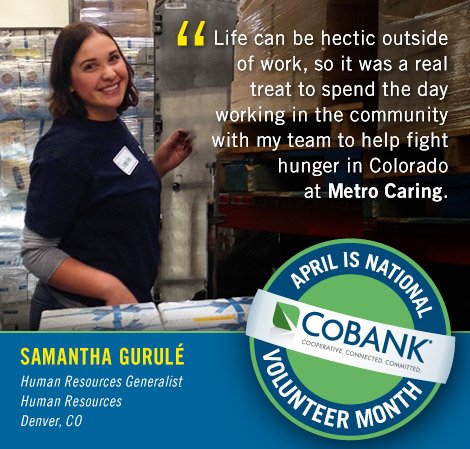 CoBank's tweet photo. #NationalVolunteerMonth #CoBankCommunity @MetroCaring https://t.co/ttKVKMjEU3
