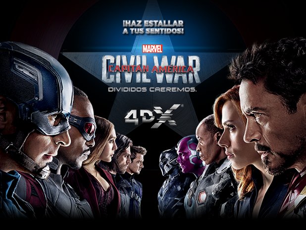 Cinepolis's tweet photo. Entra a #CivilWar con todos tus sentidos junto al #TeamCap y #TeamIronMan en las salas 4DX: https://t.co/S4NeoPYtky https://t.co/MxHwSqGCu2