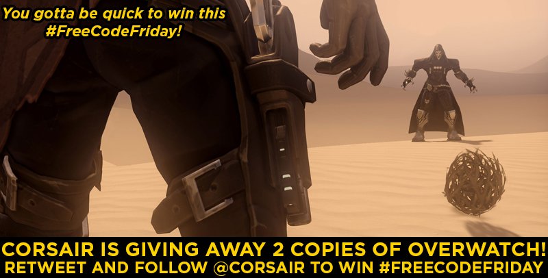 CORSAIR's tweet photo. Last chance everyone! Retweet this -> https://t.co/dF8Qm7OzEC and follow for your chance to win a copy of Overwatch! https://t.co/vW68upAUqc