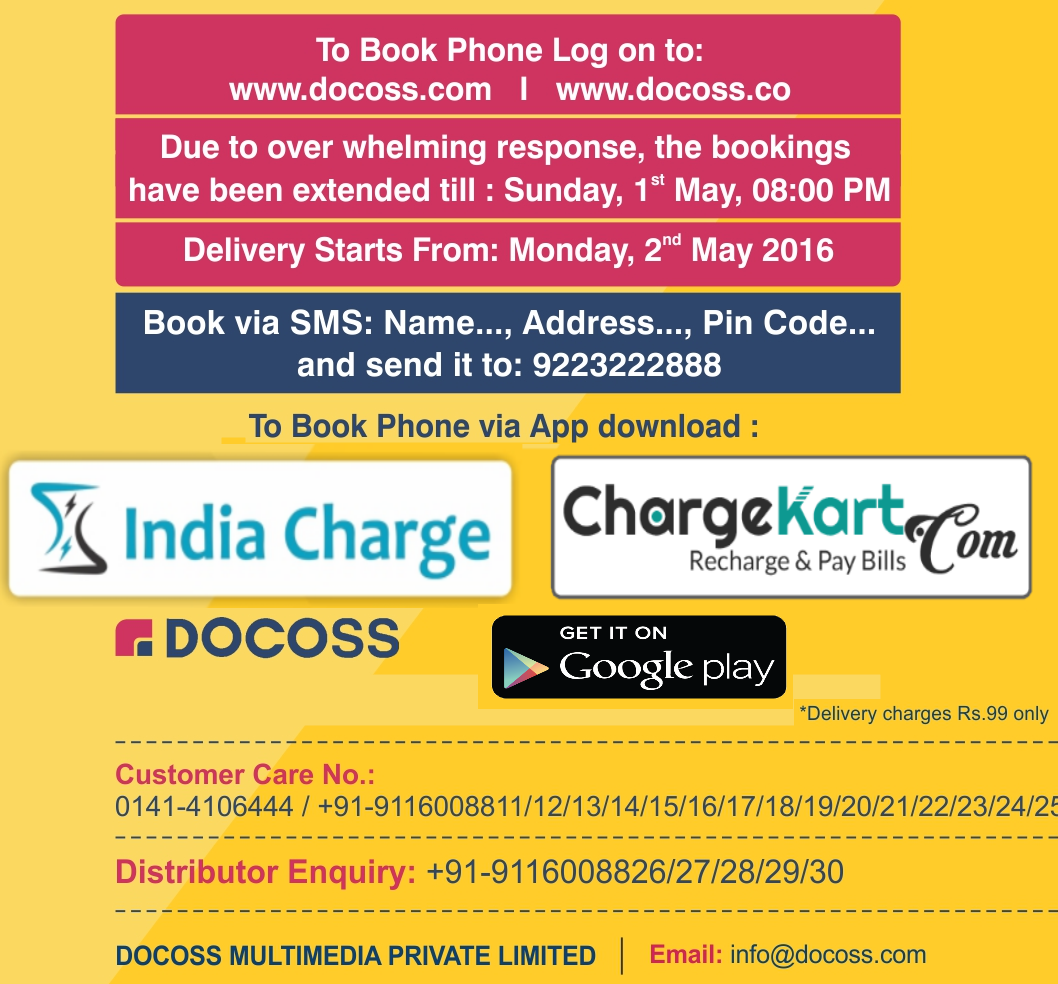 DocossSocial's tweet photo. Dear all, Due to over whelming response the bookings have been extended till Sunday 1st May, 08:0 PM
#Book #DOCOSSX1 https://t.co/gc5vDgSmbA