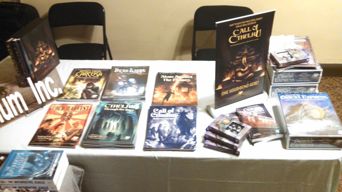 Chaosium_Inc's tweet photo. Make sure you stop by @Chaosium booth if you're at #HPLovecraftFilmFest & #CthulhuCon San Pedro this weekend! https://t.co/YevkYJ0g4z