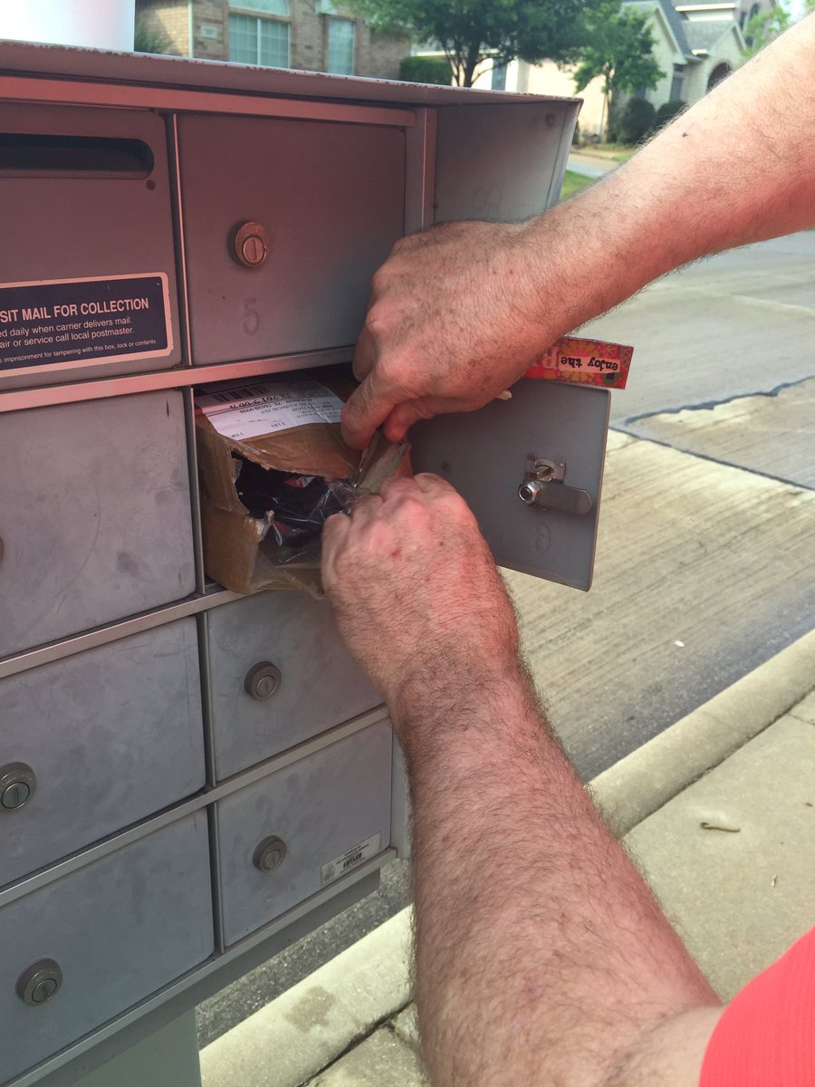 shanna1966's tweet photo. Seriously Mr. Postman! I spent 10 minutes trying to pull it out of mailbox and then put hubby on it!! https://t.co/c1Kk4PRFvN