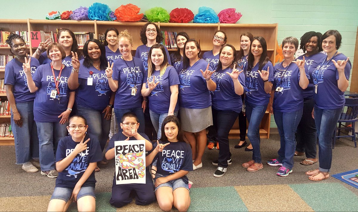 <a href="/GovalleRdrunner/">Govalle Elementary</a> staff showing our Peace, Love &amp; Govalle SEL spirit! #SEL2016 #AISDProud  #EMVT @SELebrateEMVT