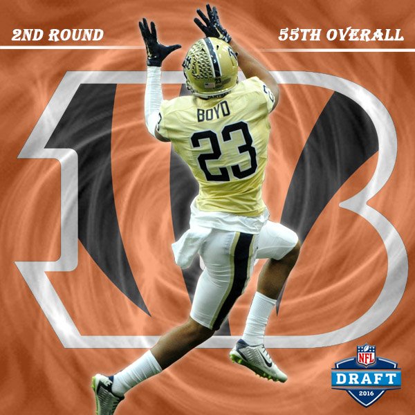 Pitt_FB's tweet photo. Congratulations to Tyler Boyd, heading to the @Bengals with the 55th pick in the NFL Draft! #H2P https://t.co/8bto9WnLUn