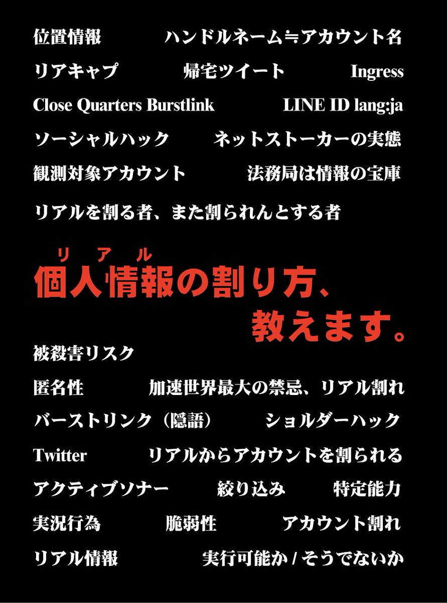 宇古木 蒼 10 16夕雲型オンリー On Twitter バーストリンク 隠語 Web上の情報からの個人情報特定と 特定されないための防衛手法をテーマにした合同誌 なれる バーストリンカー改 に寄稿しました 5 1文学フリマ ツ 16 Https T Co Jghbyzpvfv