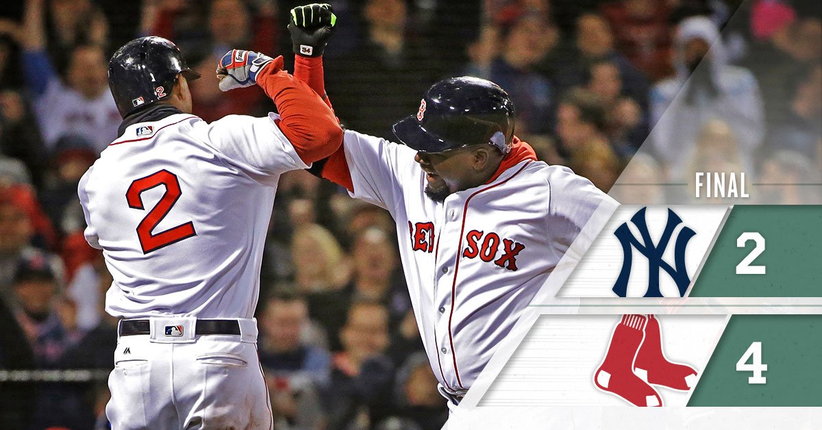 10. @RedSox. past Yankees with go-ahead HR in 8th. lifts. 