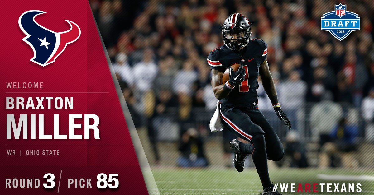 HoustonTexans's tweet photo. Welcome to Houston, Braxton Miller!

#WeAreTexans 
#NFLDraft https://t.co/oToGwQfVW2