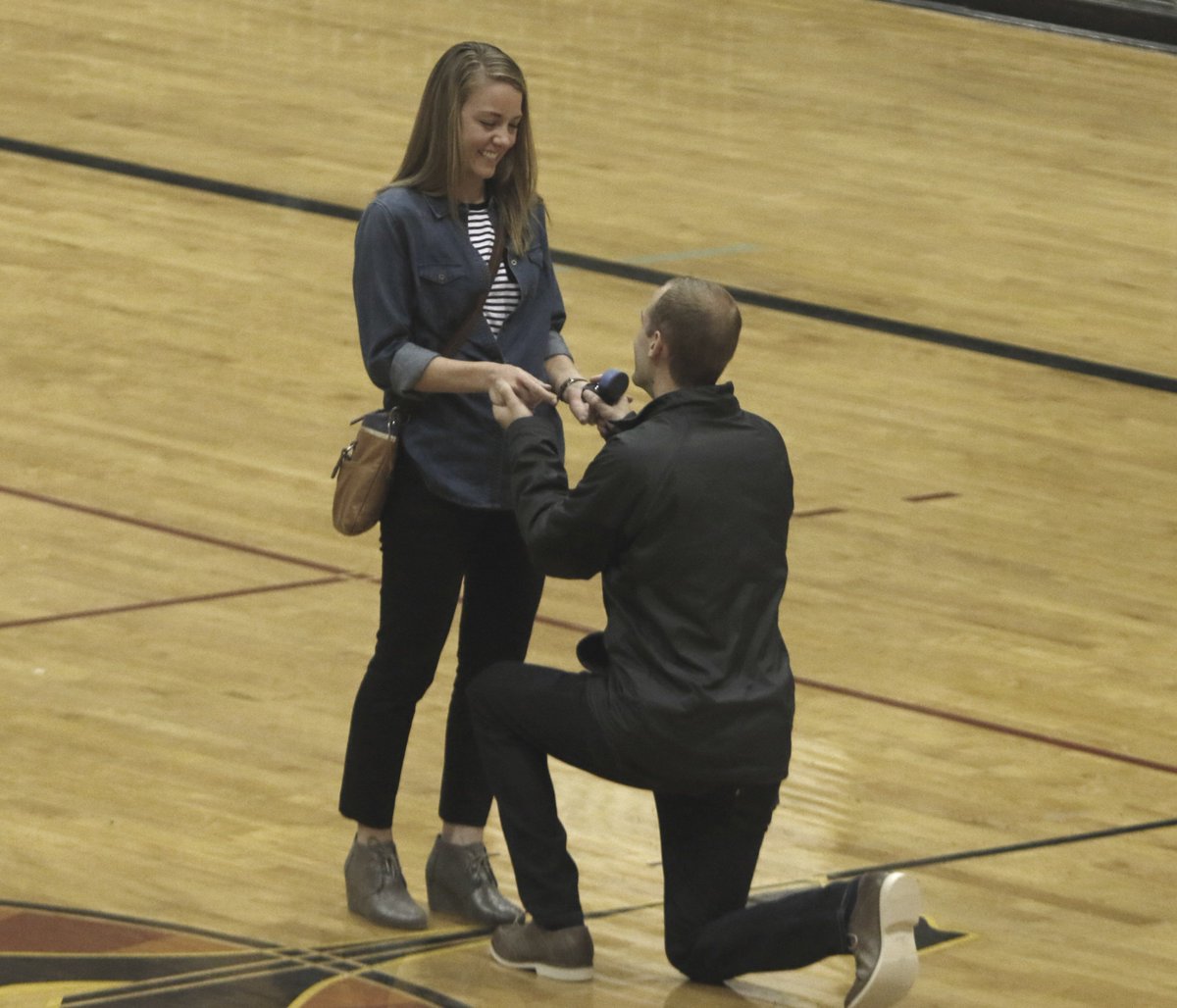 dwusports's tweet photo. What a moment at the Palace tonight. Congrats again to @tbergh5 and @Tpiper12 on their engagement https://t.co/vZZBnVUapP