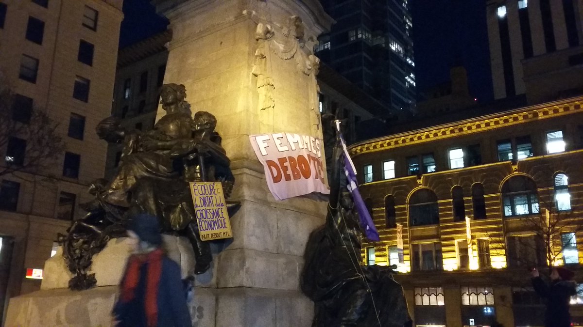 Co_Gen's tweet photo. Comité féministe en action à la première #NuitDeboutMtl #NuitDebout #Manifencours #Mayday https://t.co/ip1On9cLry