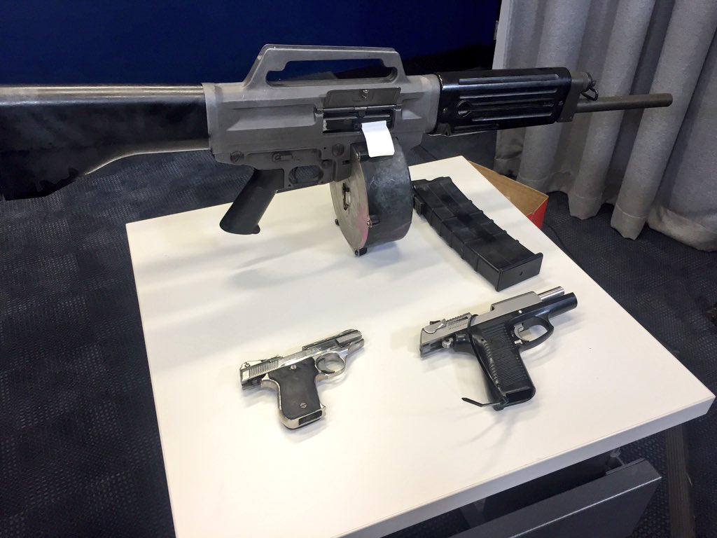 GreenhalghSarah's tweet photo. USAS semi-auto shotgun seized in police raids on the GC. Banned in AUS &amp; all but 3 states in the US @7NewsQueensland https://t.co/BkI5OESSVA