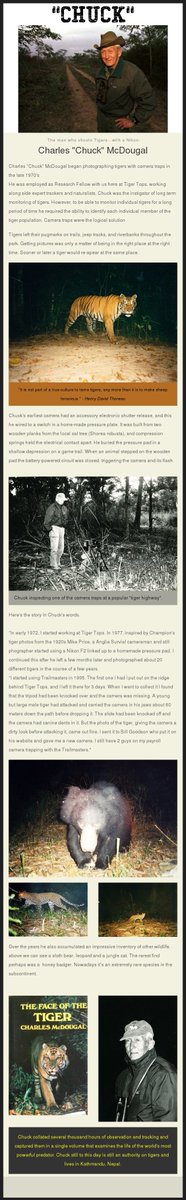 A great piece on the master camera-trapping, Charles "Chuck" McDougal.